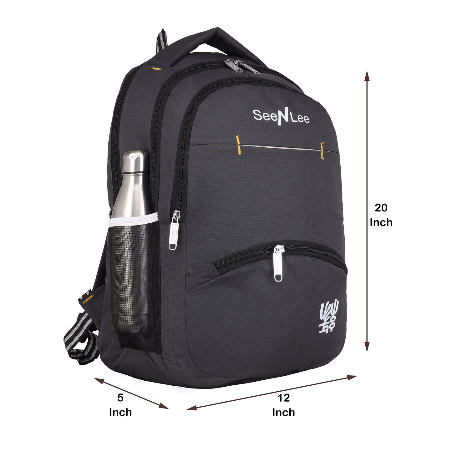 SeeNLee Urban Minimalist 28L Backpack - Professional Series for School, College & Office (Graphite Black)