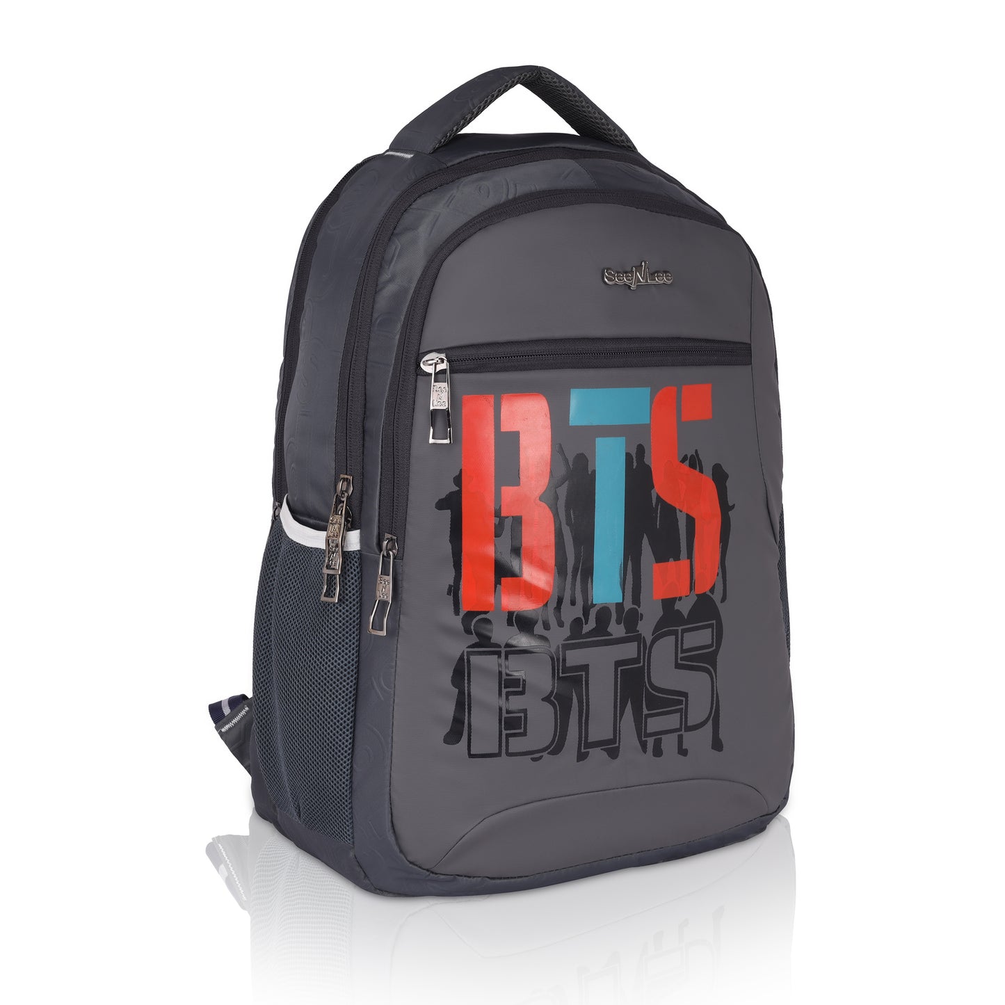 SeeNLee BTS Edition 28L College Backpack | K-Pop Fan Essential Travel Daypack | Water-Resistant Premium Campus Bag with Reflective Design
