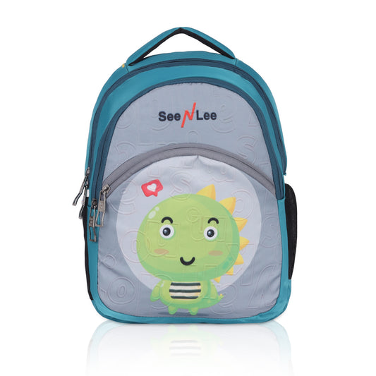 SeeNLee 16L Aqua Dino Kids Backpack - Cool Teal School Bag with Ergonomic Design | Ages 5-11