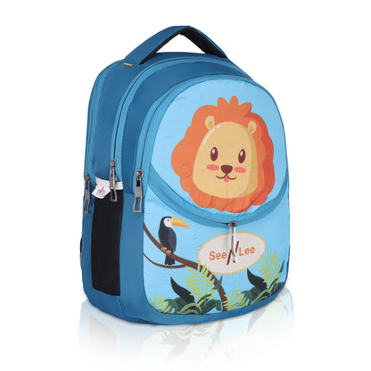 SeeNLee 16L Safari Lion Kids Backpack - Jungle Adventure School Bag | Ages 5-11 with Ergonomic Design