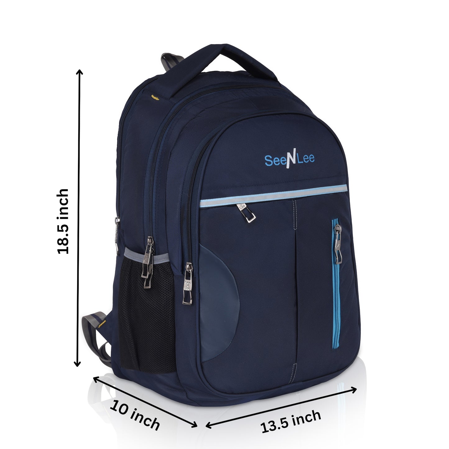 SeeNLee Fusion Series | 28L Dual-Tone Backpack | Modern School & Travel Bag with Premium Design (Navy-Sky Blue)