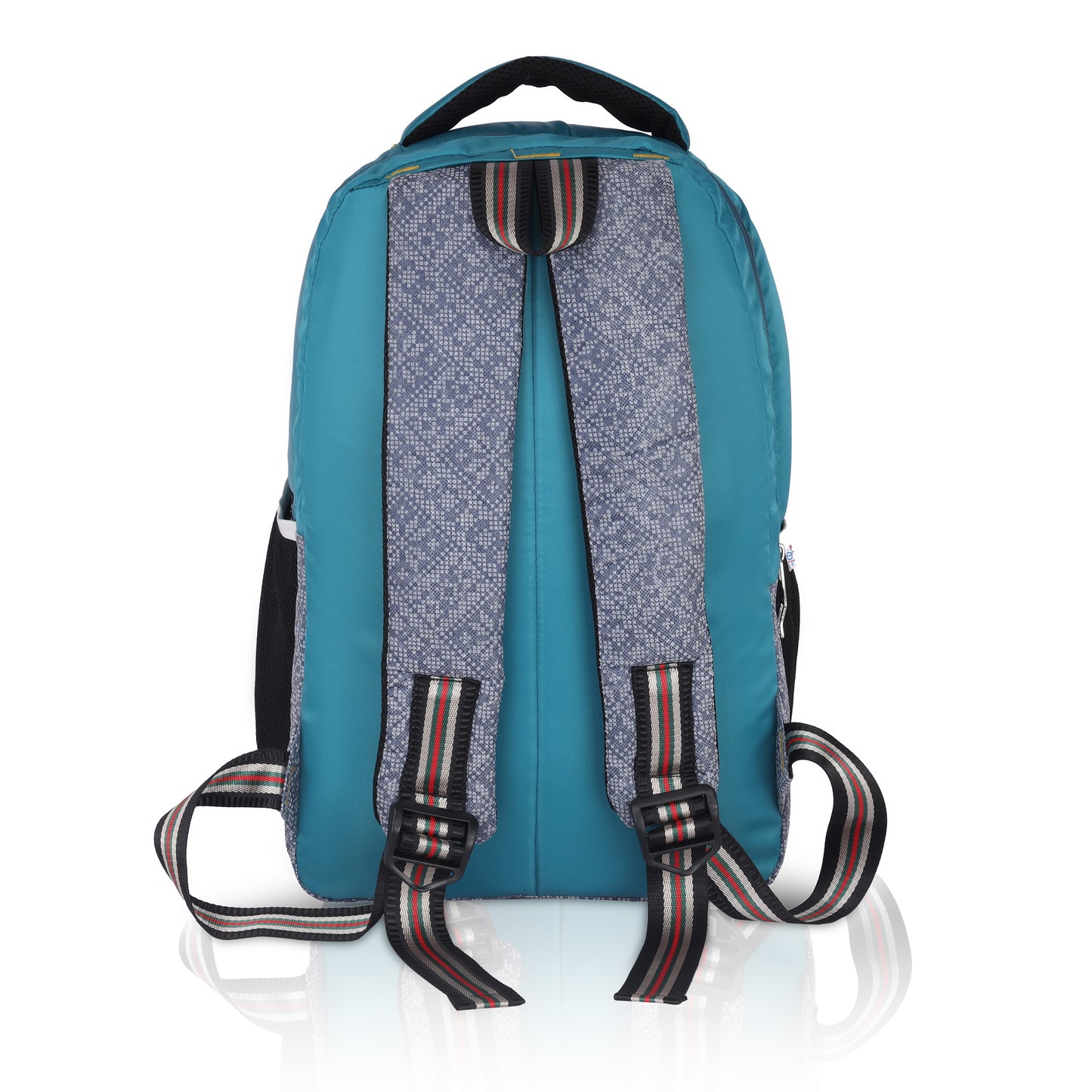 SeeNLee Vista Series | 28L Dual-Tone Backpack | Modern School & Travel Bag with Designer Pattern (Turquoise-Grey)