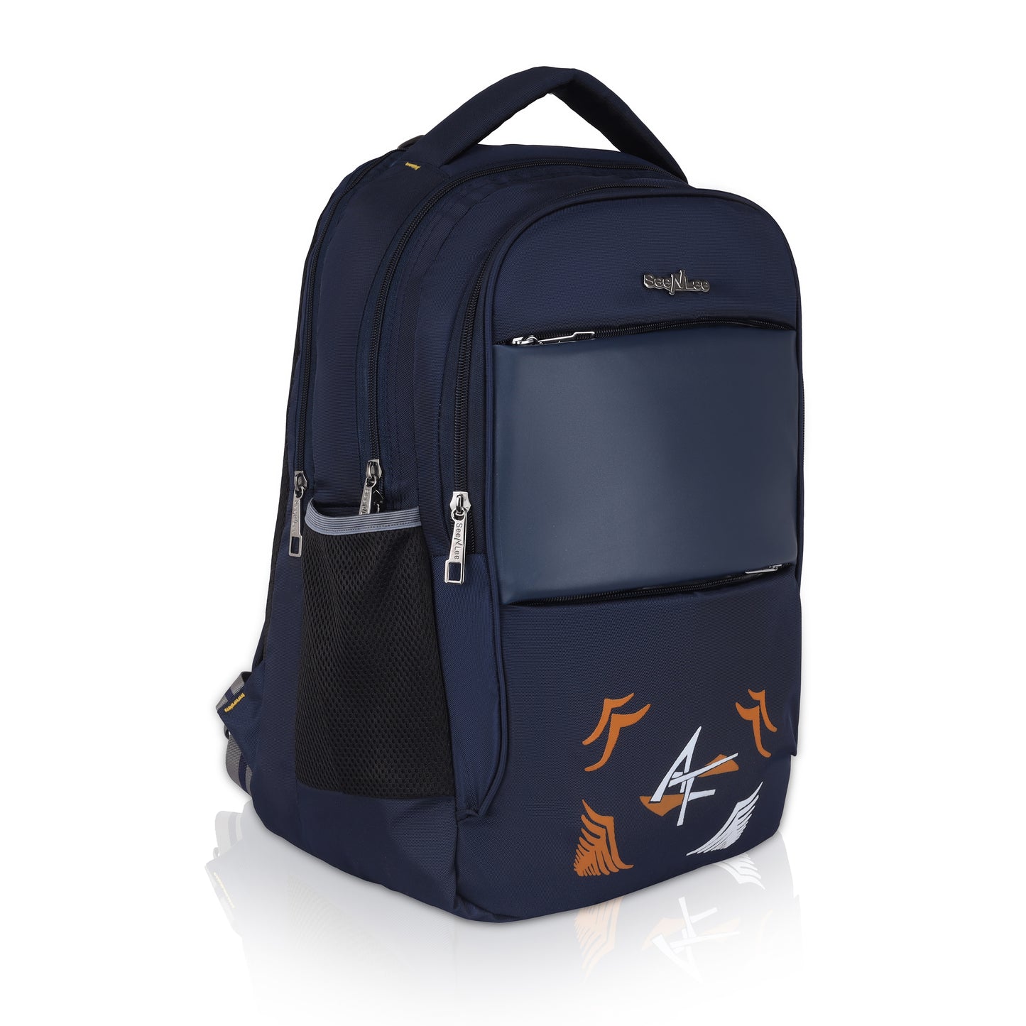 Title: SeeNLee Aero Sport Series | 28L Fashion Backpack | Urban Laptop Bag with Designer Wing Motif (Navy Blue)