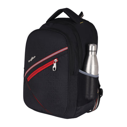 SeeNLee Swift Series | 28L Modern Backpack | Sleek Laptop Bag with Racing Stripe Design (Black-Red)