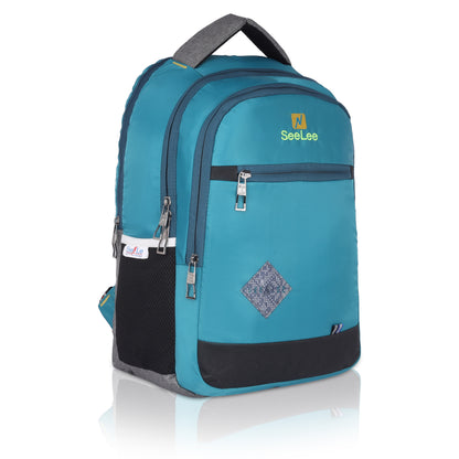 SeeNLee Aqua Pro Series | 25L Urban Backpack | Versatile Student & Travel Bag with Premium Features (Turquoise-Grey)