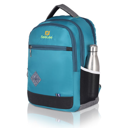 SeeNLee Aqua Pro Series | 25L Urban Backpack | Versatile Student & Travel Bag with Premium Features (Turquoise-Grey)