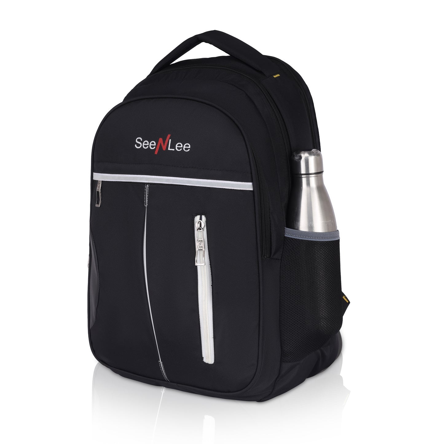 SeeNLee Executive Pro Series | 32L Professional Backpack | Premium Business & Travel Bag with Sleek Design (Black-Silver)