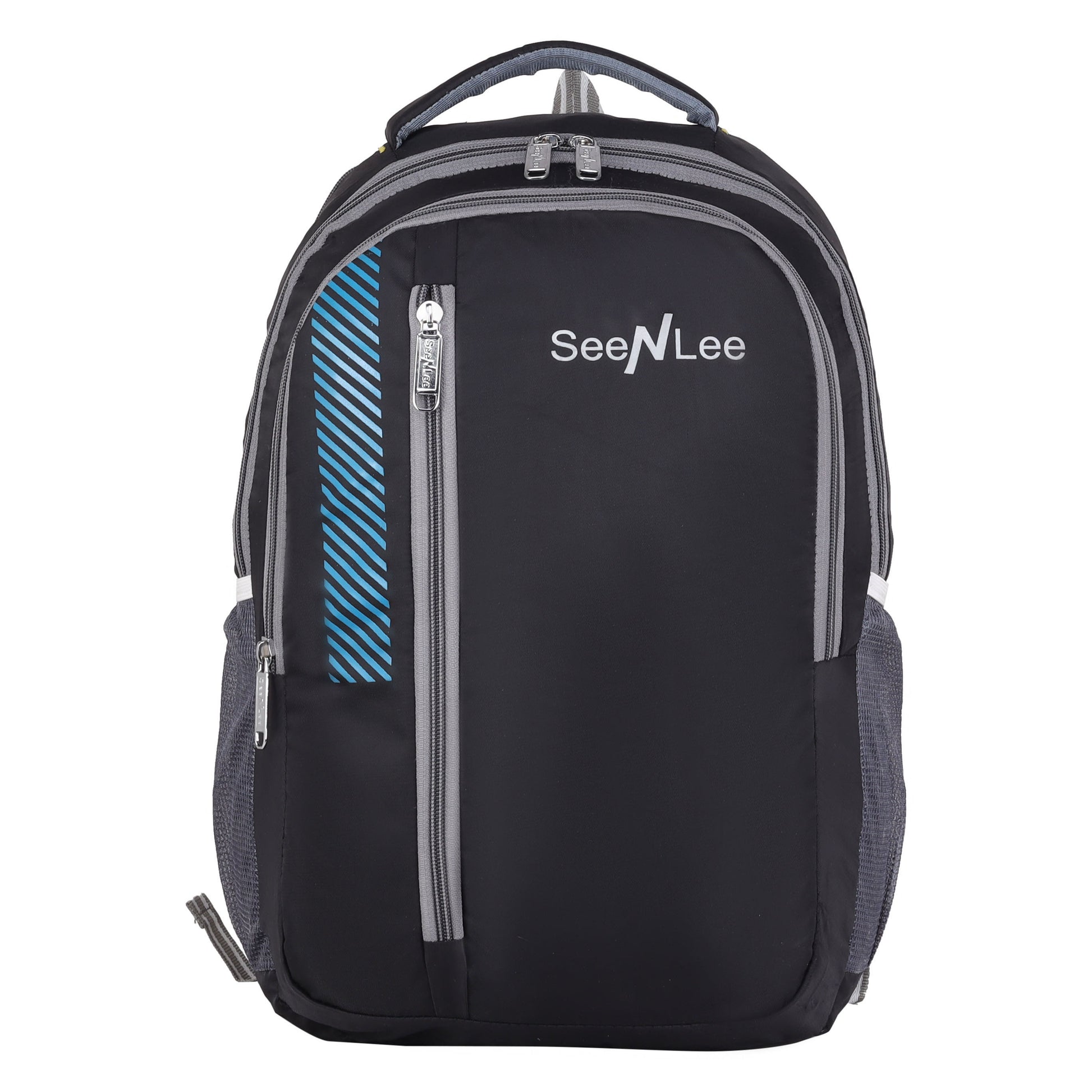 SeeNLee Velocity 28L Performance Backpack - Sport Tech Edition for School, College & Travel (Black/Grey/Blue)