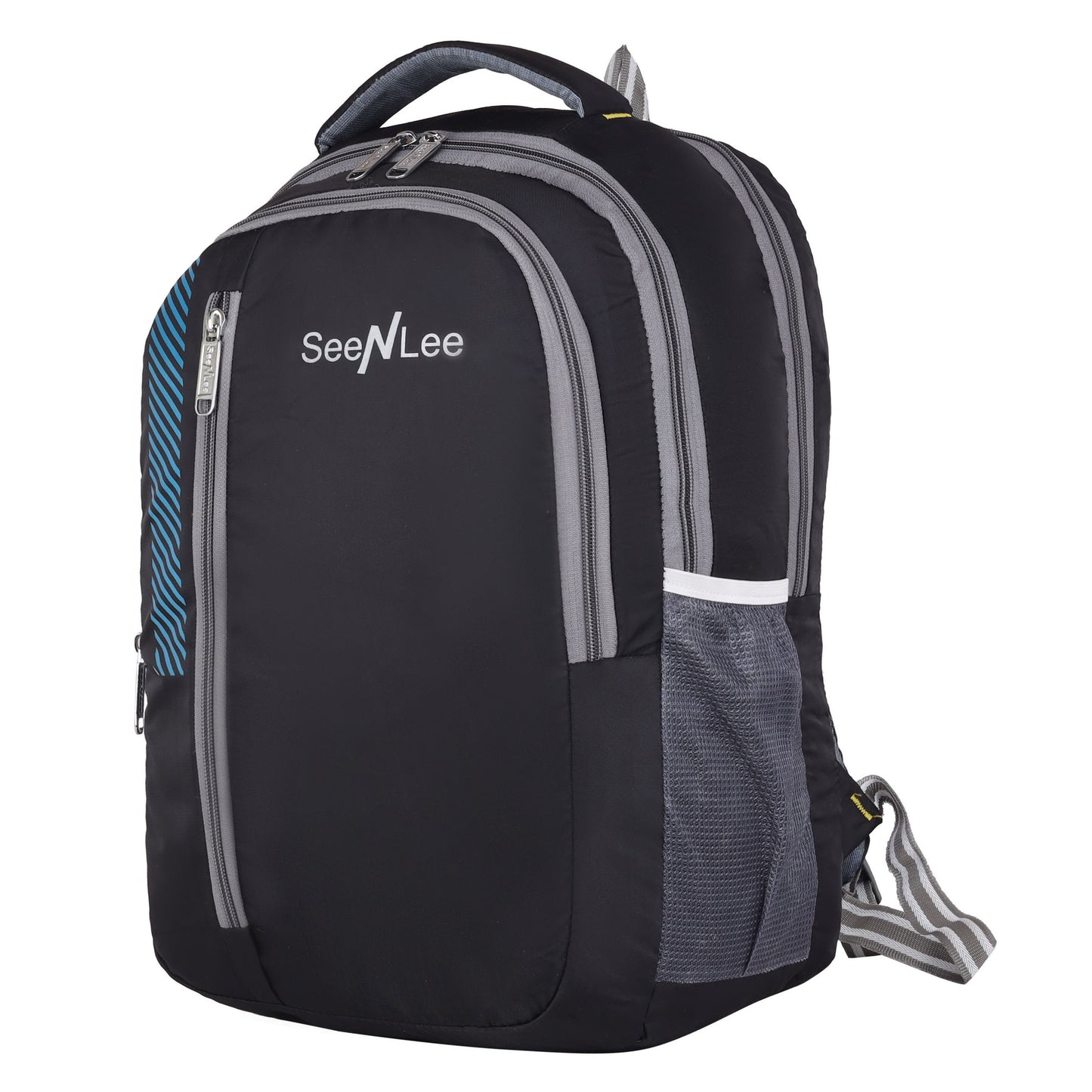 SeeNLee Velocity 28L Performance Backpack - Sport Tech Edition for School, College & Travel (Black/Grey/Blue)