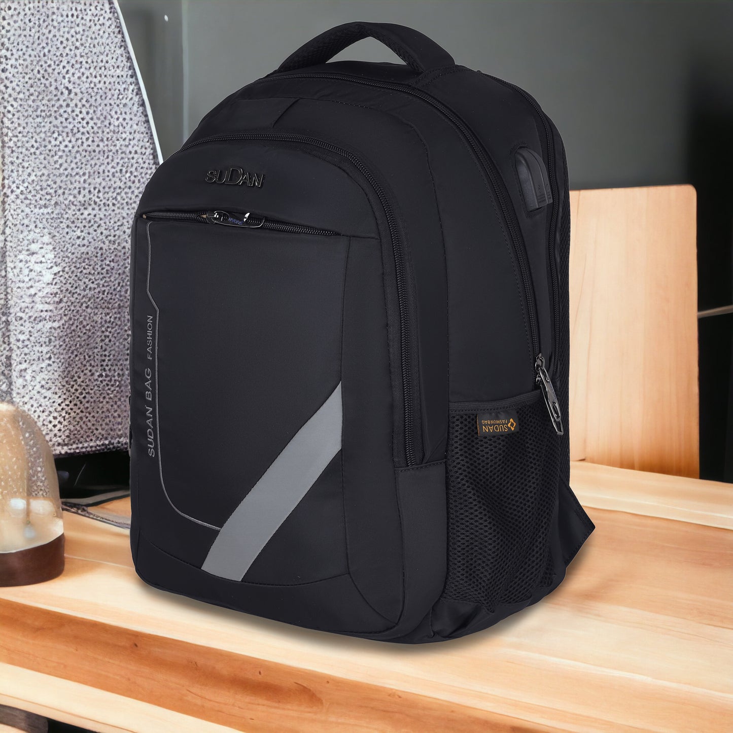 Sudan BAG Fashion | B-405 Night Black | Urban Tech Series | Modern Commuter Pack (BLACK)