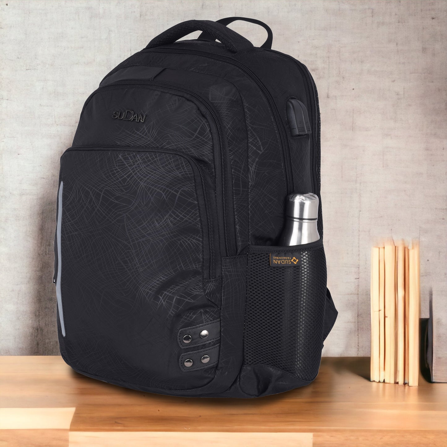 Sudan Edge Pro Backpack | E-303 Deep Black | Professional Series | Executive Daypack (BLACK)