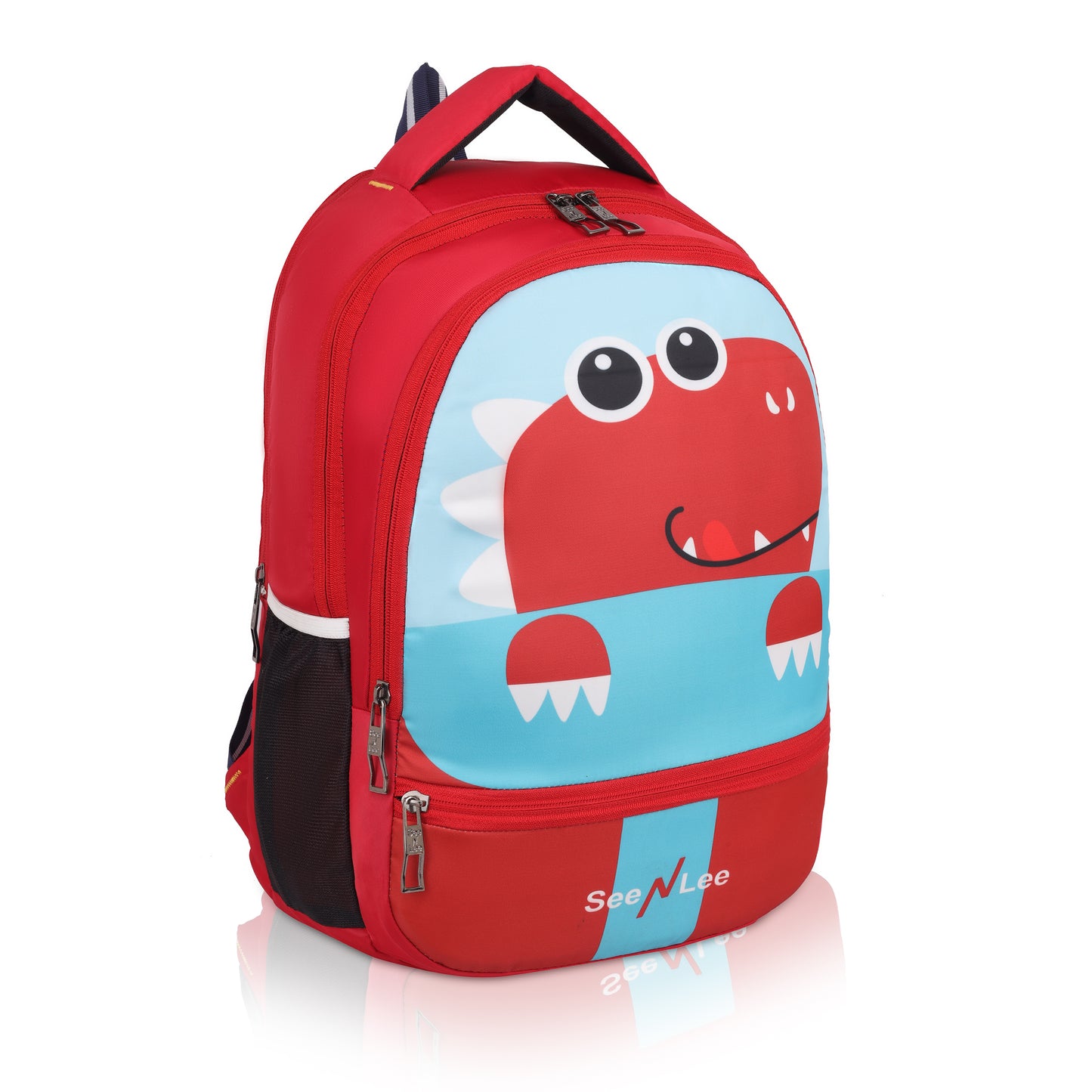 Kids Dinosaur Backpack | Cute T-Rex School Bag with Bottle Holder | Waterproof Children's Rucksack (Red/Blue) - Ages 3-8 Years