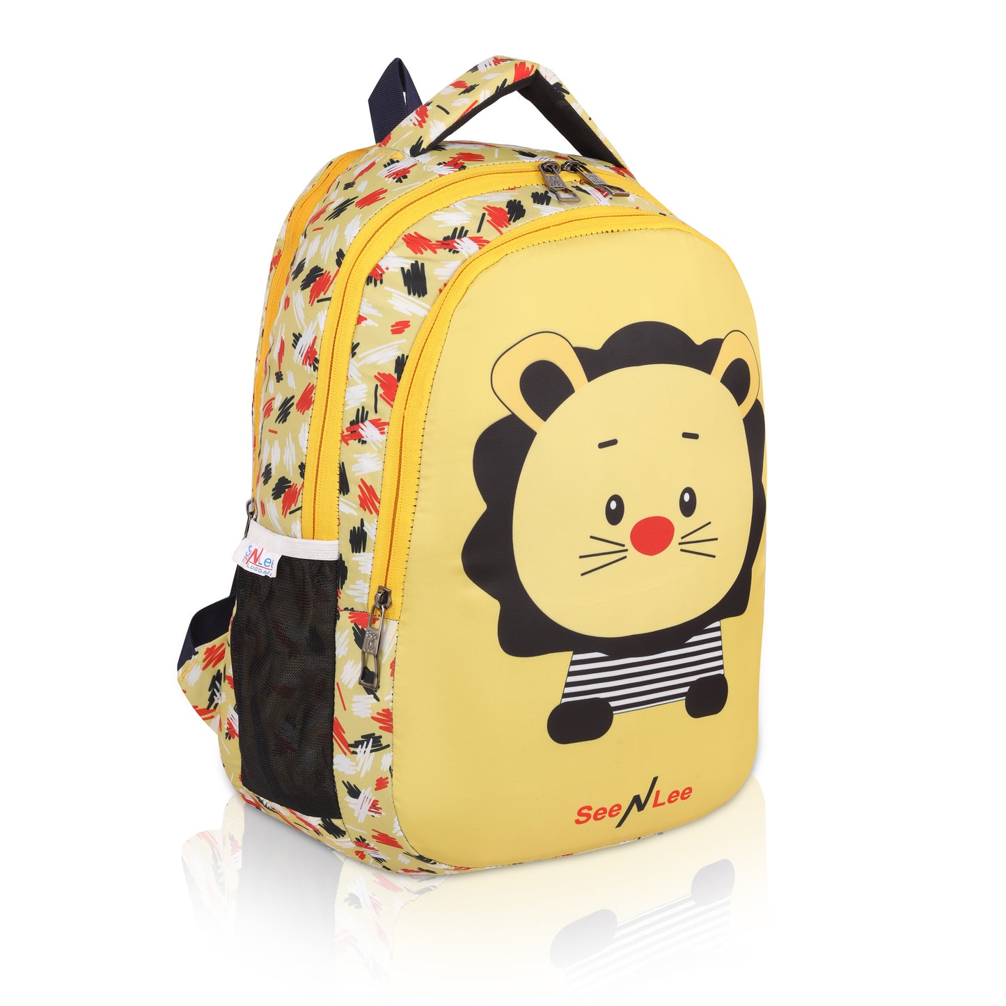 Kids Lion Backpack | Cute Safari Animal School Bag with Bottle Holder | Waterproof Children's Rucksack (Yellow/Black) - Ages 3-8 Years