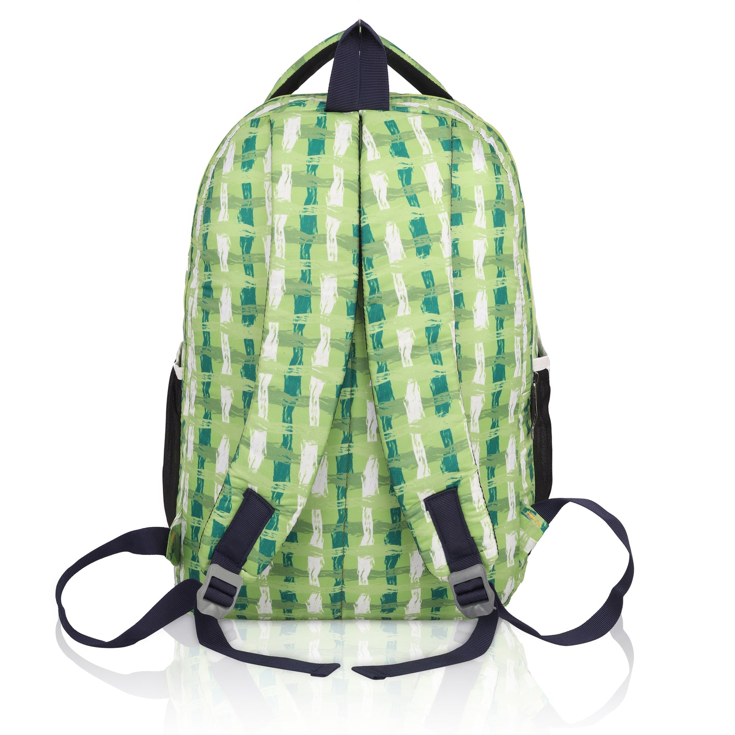 Modern Plaid Kids Backpack | Lime Green Geometric School Bag with Bottle Holder | Waterproof Children's Rucksack - Ages 3-12 Years