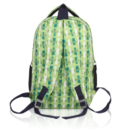 Kids Dinosaur Backpack | Cute T-Rex Design with Plaid Pattern | Water Bottle Holder School Bag - Ages 3-8 Years (Green/Orange)