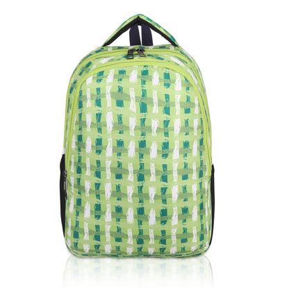 Modern Plaid Kids Backpack | Lime Green Geometric School Bag with Bottle Holder | Waterproof Children's Rucksack - Ages 3-12 Years