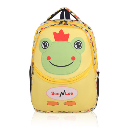 Kids Frog Prince Backpack | Yellow Abstract School Bag 20L | Waterproof Children's Rucksack with Bottle Holder (3-8 Years) | See N Lee