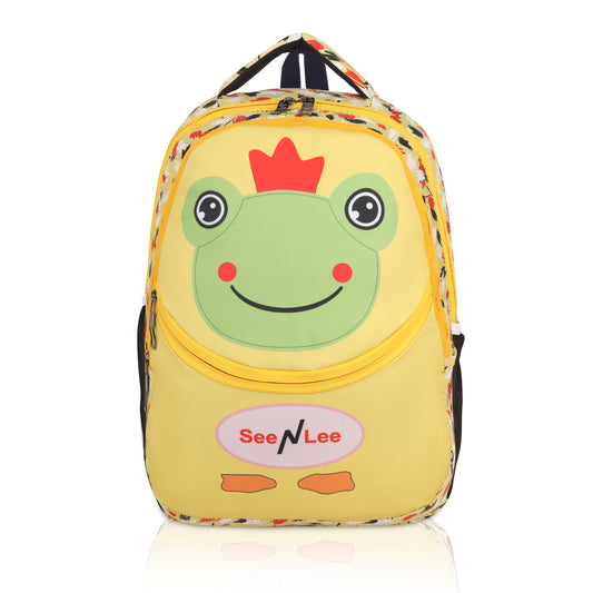 Kids Frog Prince Backpack | Yellow Abstract School Bag 20L | Waterproof Children's Rucksack with Bottle Holder (3-8 Years) | See N Lee