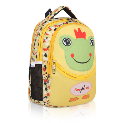 Kids Frog Prince Backpack | Yellow Abstract School Bag 20L | Waterproof Children's Rucksack with Bottle Holder (3-8 Years) | See N Lee