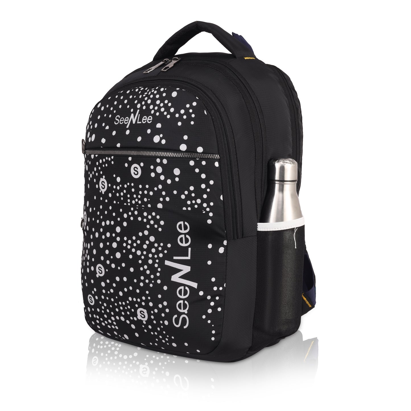 SeeNLee Stellar Pro 21L Smart Tech Backpack - Executive Black with Dynamic Speckle Pattern