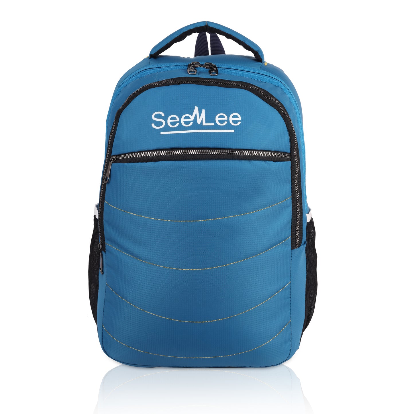 SeeNLee Ocean Wave 21L Smart Tech Backpack - Sky Blue Professional with Gold Wave Stitching