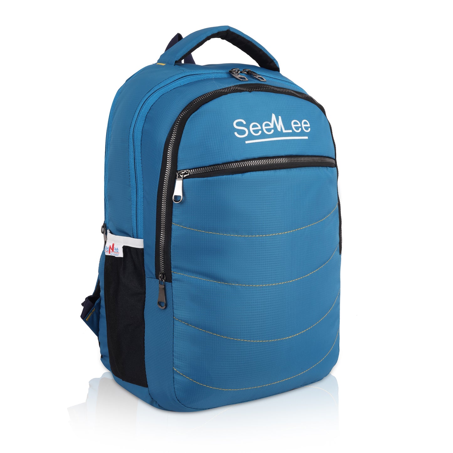 SeeNLee Ocean Wave 21L Smart Tech Backpack - Sky Blue Professional with Gold Wave Stitching