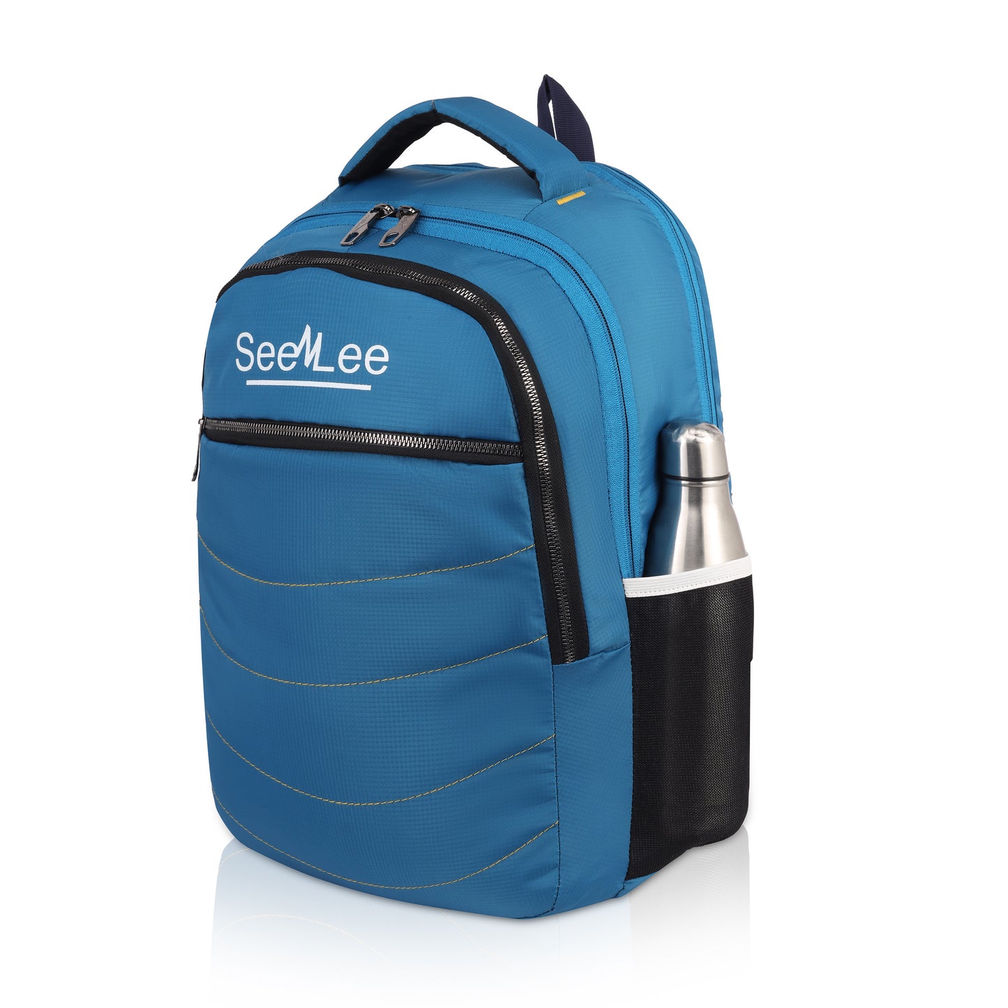 SeeNLee Ocean Wave 21L Smart Tech Backpack - Sky Blue Professional with Gold Wave Stitching