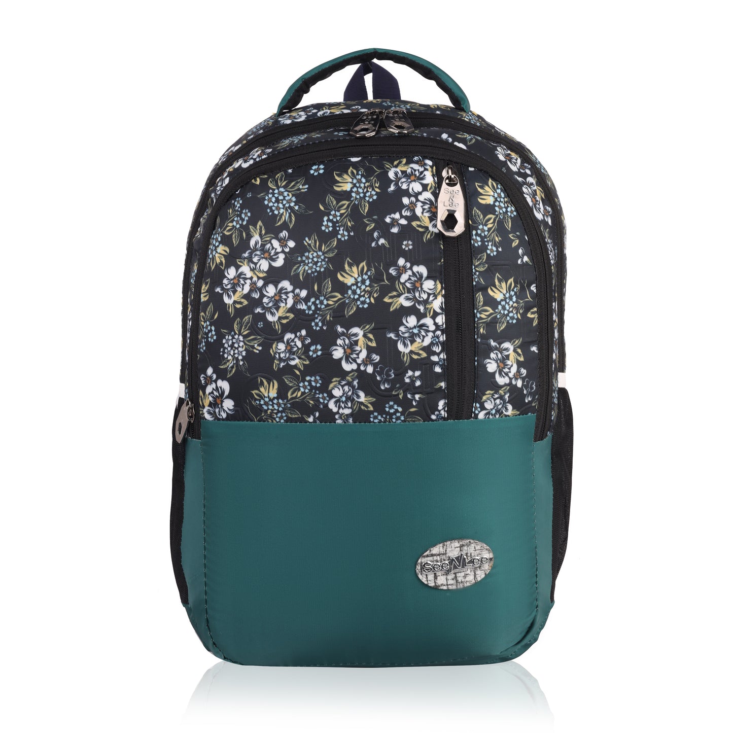 SeeNLee Garden Bloom 25L Smart Fashion Backpack - Vintage Floral Print with Teal Accent | Women's Style Daypack