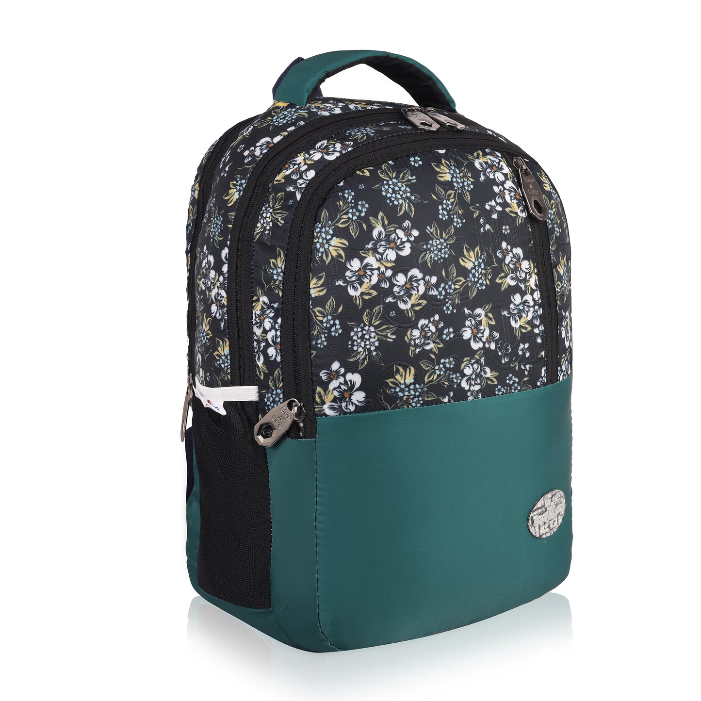 SeeNLee Garden Bloom 25L Smart Fashion Backpack - Vintage Floral Print with Teal Accent | Women's Style Daypack