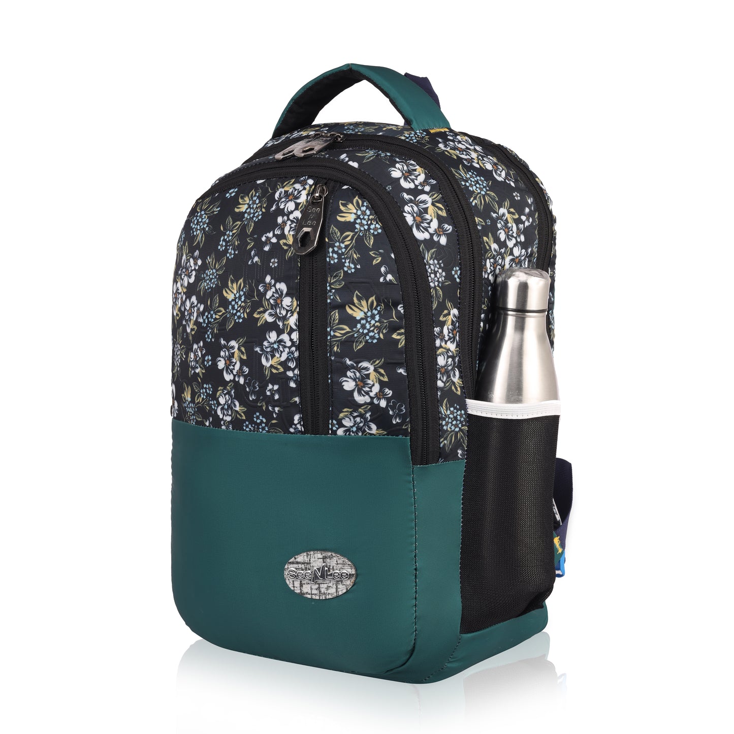 SeeNLee Garden Bloom 25L Smart Fashion Backpack - Vintage Floral Print with Teal Accent | Women's Style Daypack