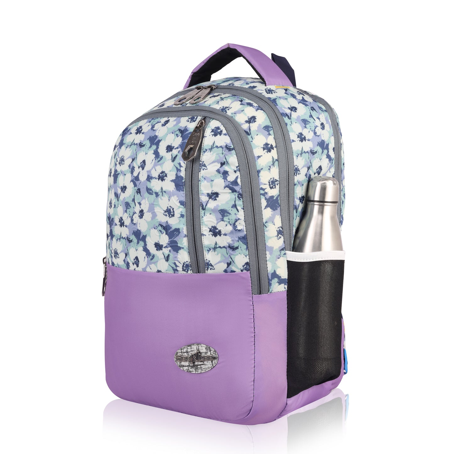 SeeNLee Lavender Dream 25L Smart Fashion Backpack - Watercolor Floral Print with Lilac Accent | Women's Designer Daypack