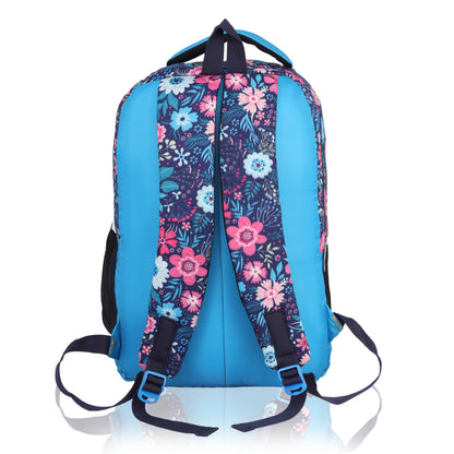 SeeNLee Summer Bloom 25L Smart Fashion Backpack - Navy Floral Print with Azure Blue Accent | Women's Designer Daypack