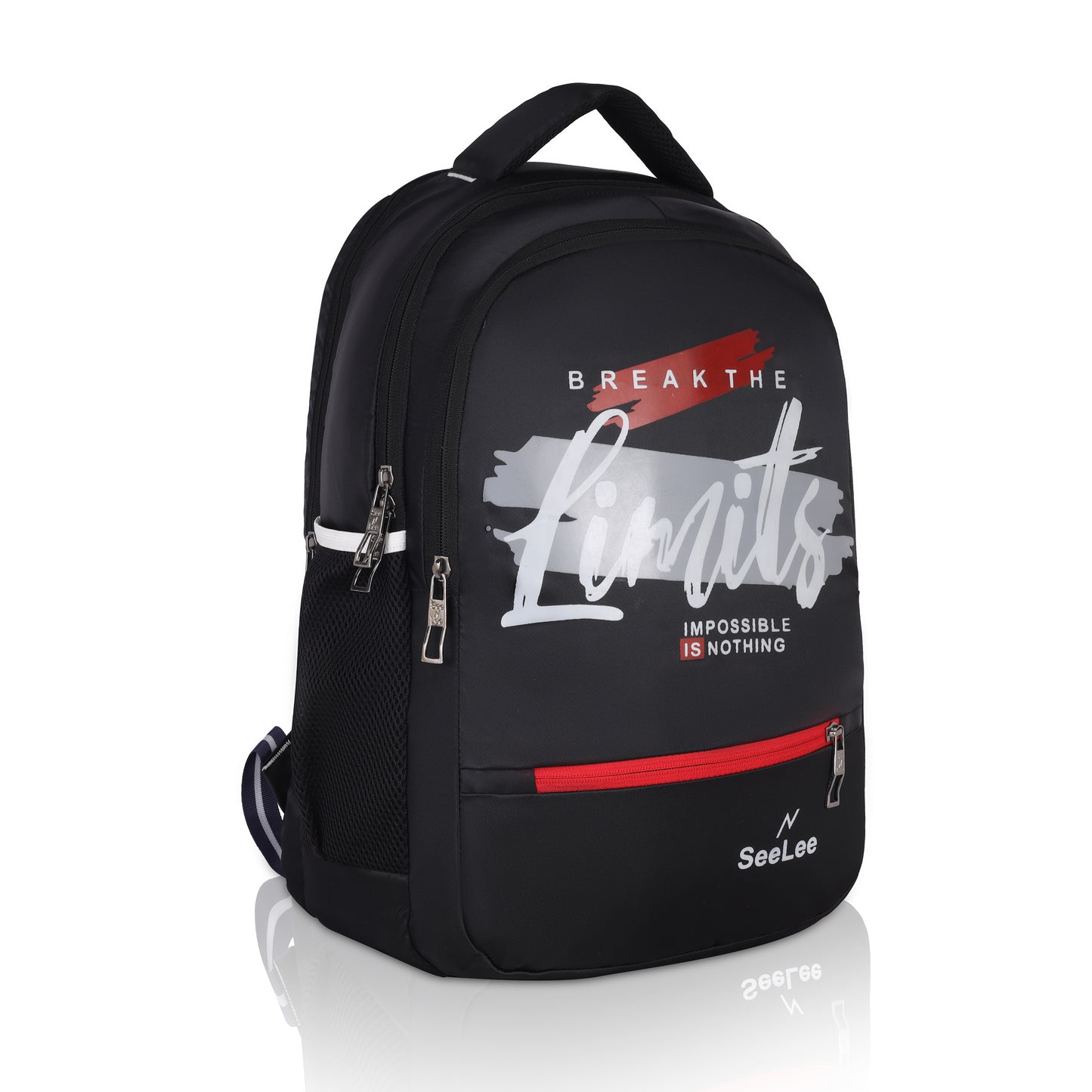 Embrace the impossible with SeeNLee Limitless 28L backpack featuring motivational design, premium organization, and urban functionality. Perfect for school, college & daily inspiration. Water-resistant with 6-month warranty.