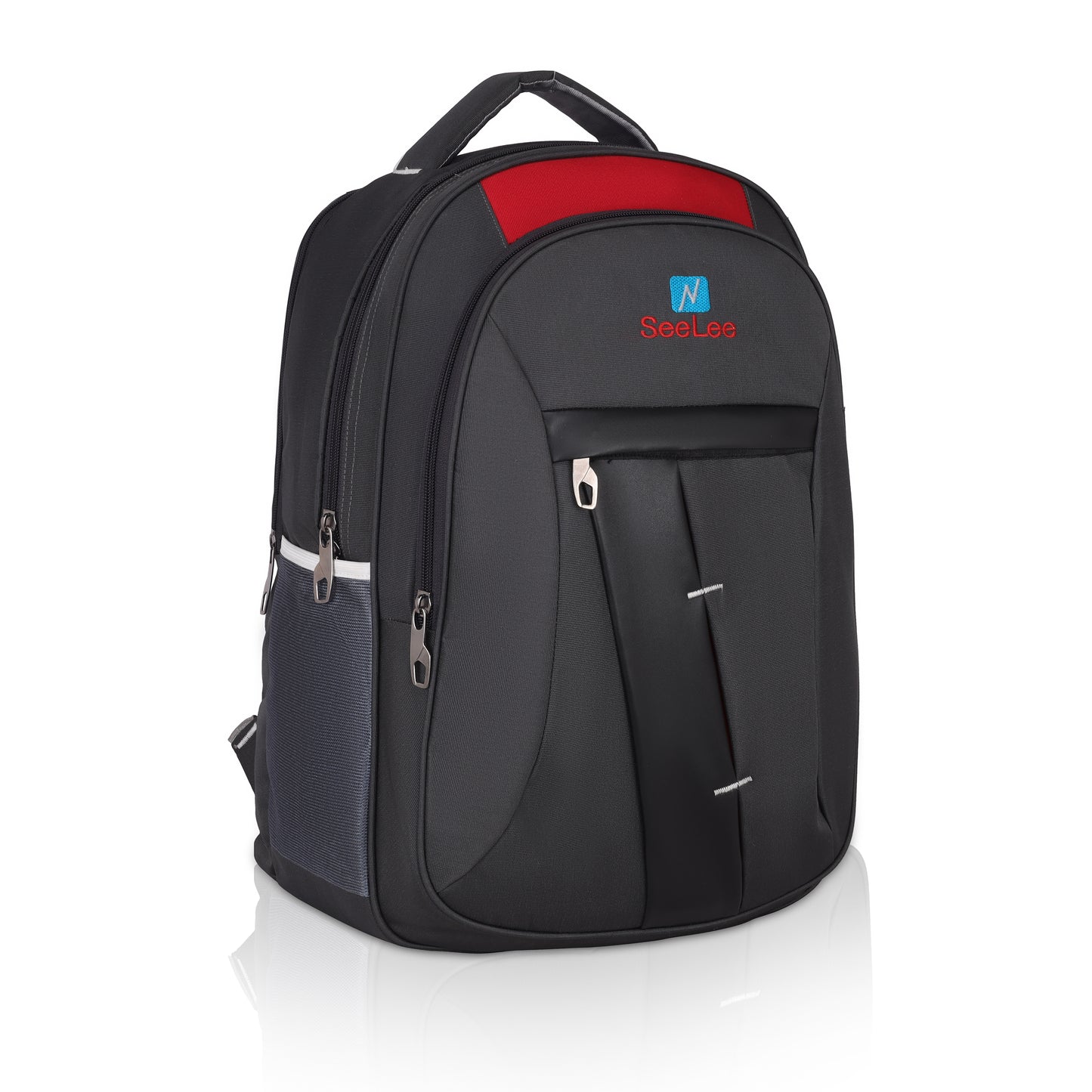 SeeNLee Navigator Pro 28L Backpack - Classic Sport Edition for School, College & Travel (Black/Red/Blue)