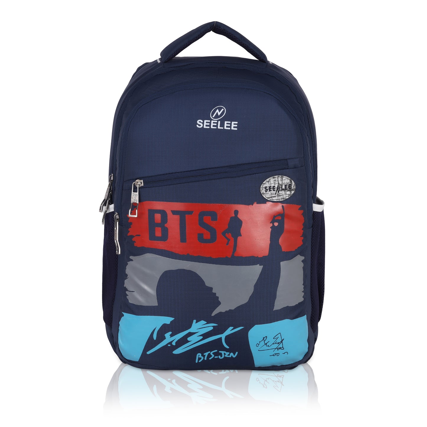 SeeNLee BTS Fan Edition 25L Urban Backpack - K-Pop Collection for School, College & Daily Use (Navy/Red/Blue)