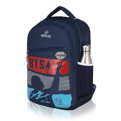 SeeNLee BTS Fan Edition 25L Urban Backpack - K-Pop Collection for School, College & Daily Use (Navy/Red/Blue)