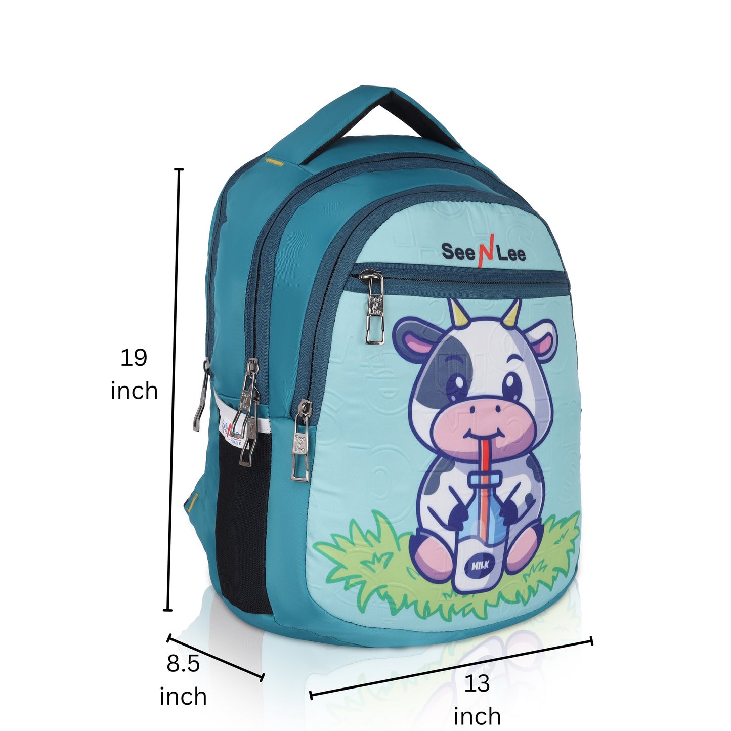 SeeNLee 16L Happy Cow Kids Backpack - Cute Farm Friends School Bag | Ages 5-11 with Ergonomic Design