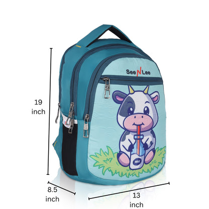 SeeNLee 16L Happy Cow Kids Backpack - Cute Farm Friends School Bag | Ages 5-11 with Ergonomic Design