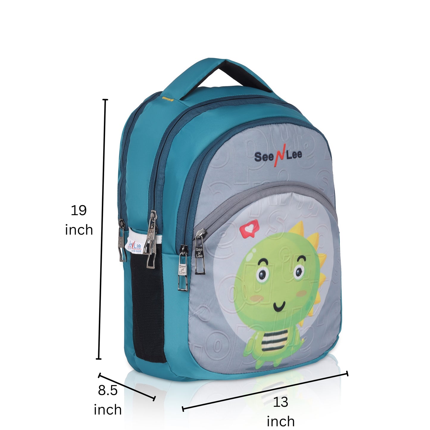 SeeNLee 16L Aqua Dino Kids Backpack - Cool Teal School Bag with Ergonomic Design | Ages 5-11