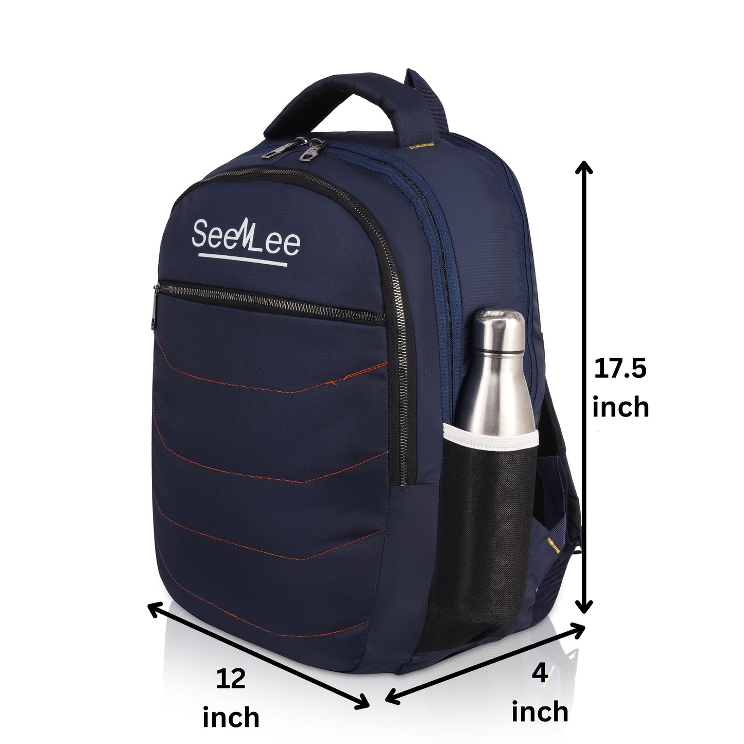 SeeNLee Metro Wave 21L Smart Tech Backpack - Navy Blue Professional with Red Accent Stitching