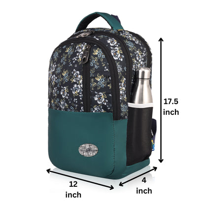 SeeNLee Garden Bloom 25L Smart Fashion Backpack - Vintage Floral Print with Teal Accent | Women's Style Daypack