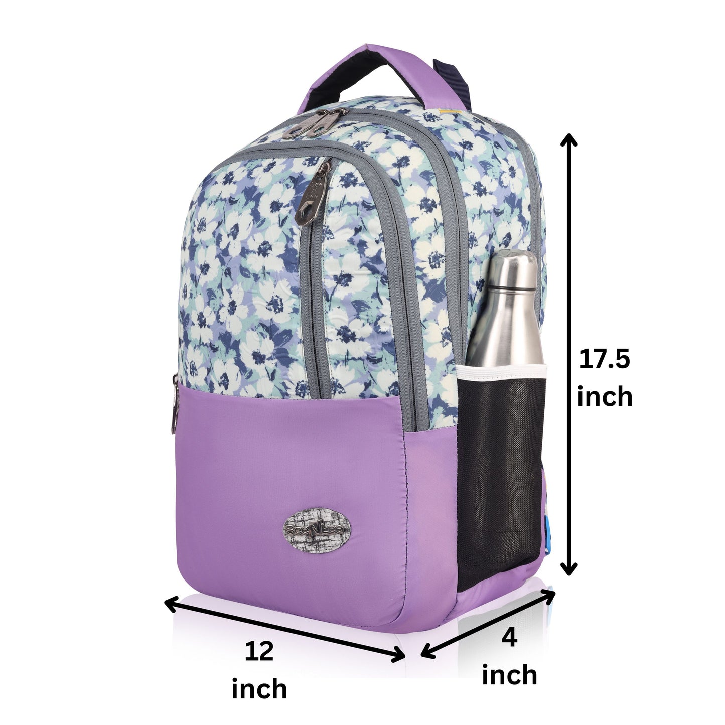 SeeNLee Lavender Dream 25L Smart Fashion Backpack - Watercolor Floral Print with Lilac Accent | Women's Designer Daypack