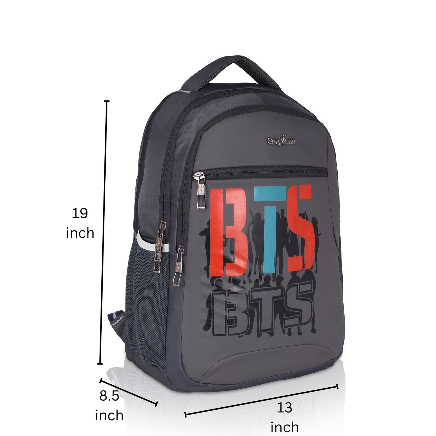 SeeNLee BTS Edition 28L College Backpack | K-Pop Fan Essential Travel Daypack | Water-Resistant Premium Campus Bag with Reflective Design