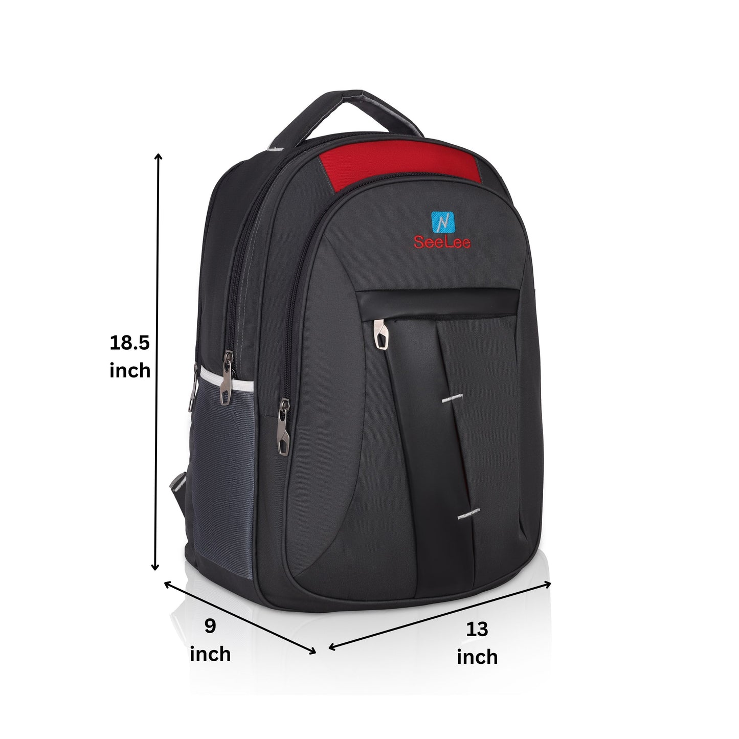 SeeNLee Navigator Pro 28L Backpack - Classic Sport Edition for School, College & Travel (Black/Red/Blue)