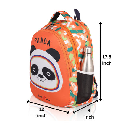 Cute Panda Backpack | Orange Floral Kids School Bag with Bottle Holder | Waterproof Children's Rucksack - Ages 3-8 Years